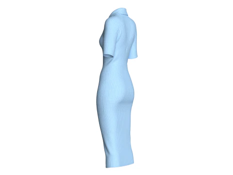 Girls Long Ribbed Dress 3D Model