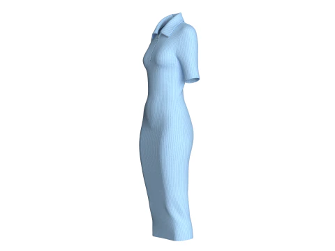 Girls Long Ribbed Dress 3D Model