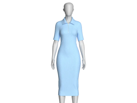 Girls Long Ribbed Dress 3D Model