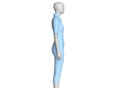 Girls Long Ribbed Dress 3D Model