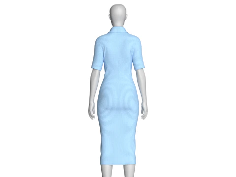 Girls Long Ribbed Dress 3D Model