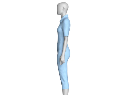 Girls Long Ribbed Dress 3D Model