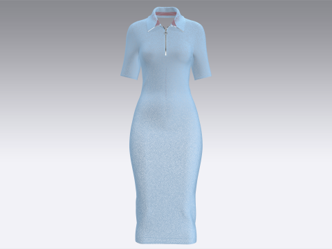 ガールズロングリブドレス 3Dモデル