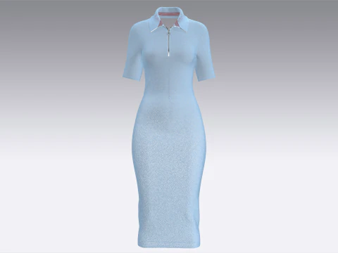 Girls Long Ribbed Dress 3D Model