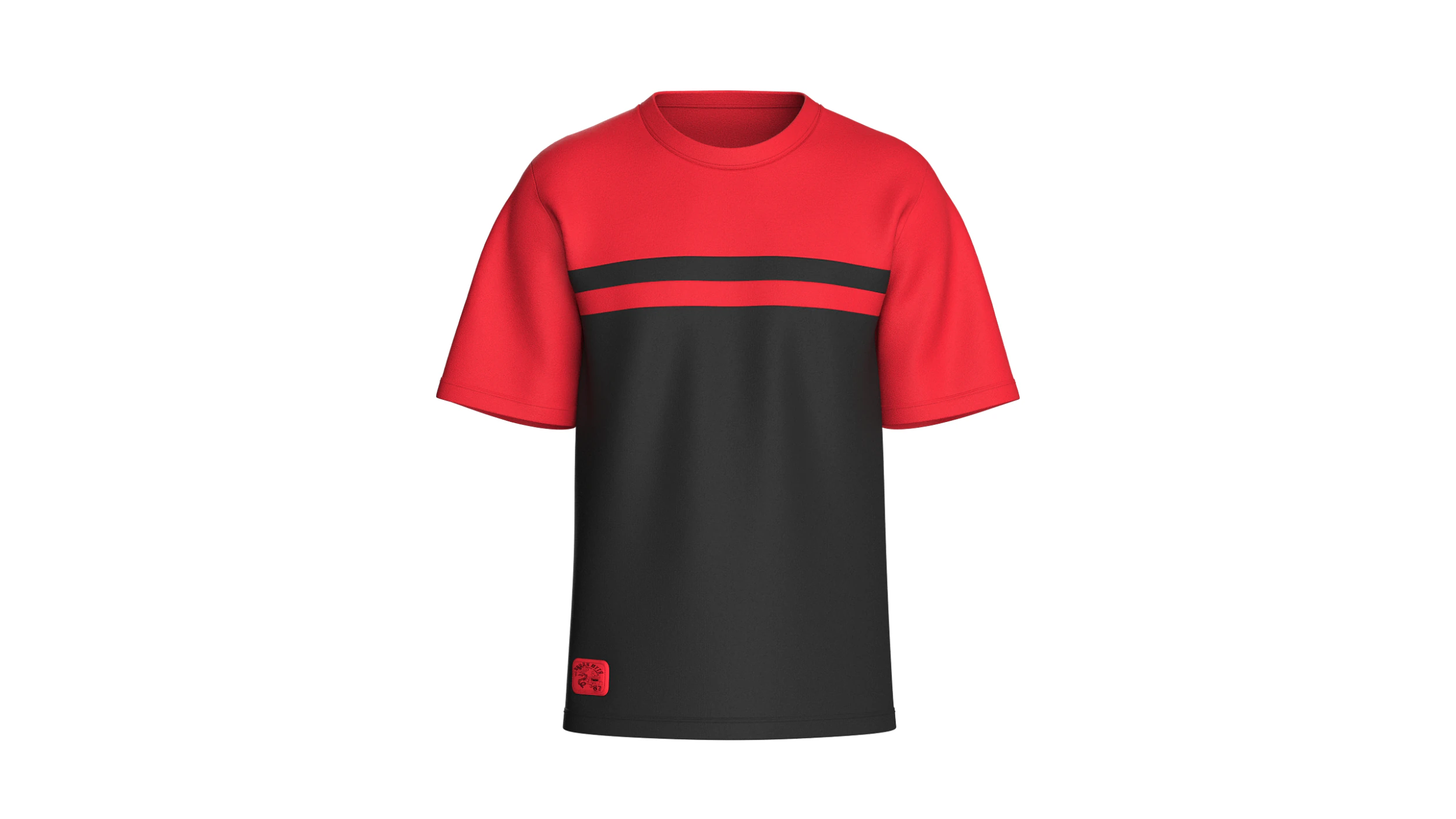 Men Red And Black T-shirt With Patch 3D Model .c4d .max .obj .3ds .fbx .stl .blend 