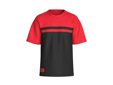 Men Red And Black T-shirt With Patch 3D Model