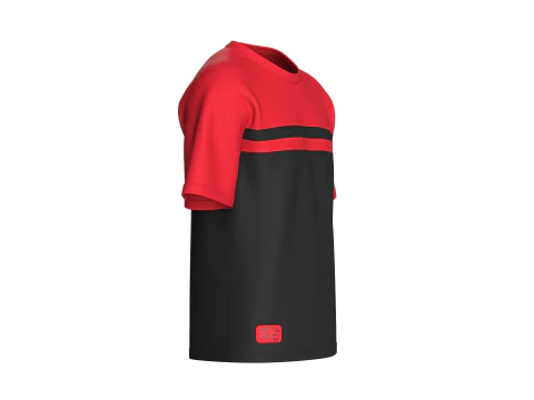 Men Red And Black T-shirt With Patch 3D Model
