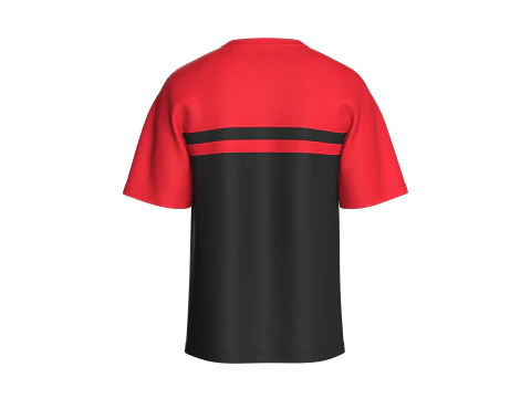 Men Red And Black T-shirt With Patch 3D Model