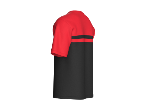 メンズ赤と黒のパッチ付き T シャツ 3Dモデル