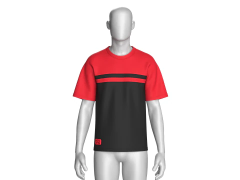 Men Red And Black T-shirt With Patch 3D Model