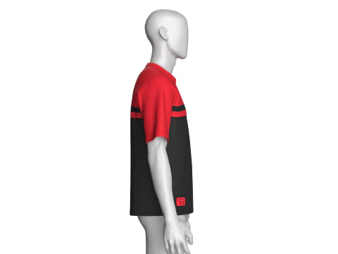 Men Red And Black T-shirt With Patch 3D Model