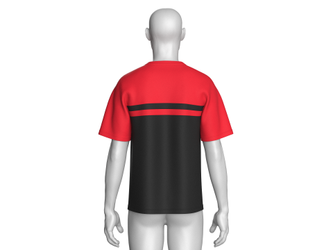 メンズ赤と黒のパッチ付き T シャツ 3Dモデル