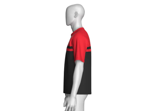 Men Red And Black T-shirt With Patch 3D Model