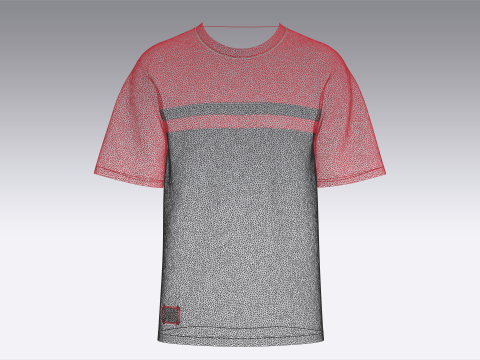 メンズ赤と黒のパッチ付き T シャツ 3Dモデル