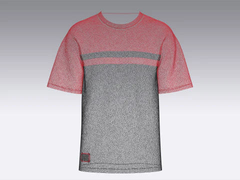 Men Red And Black T-shirt With Patch 3D Model