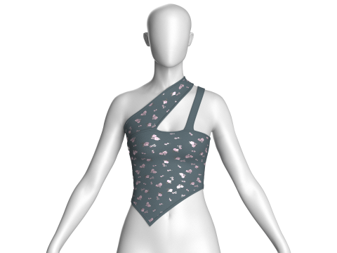 Girls Printed Crop Top V4 3D Model