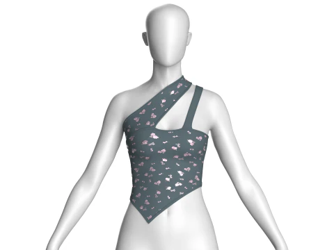 Top curto estampado para meninas V4 Modelo 3D