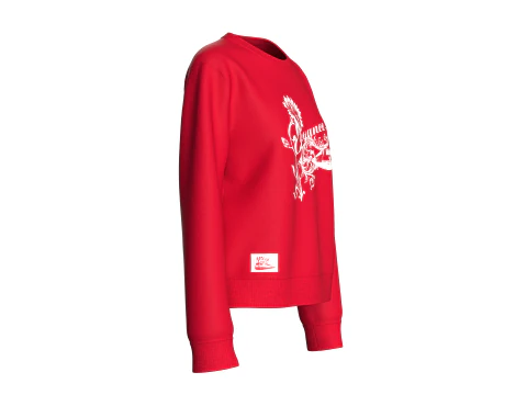 Girls Long Sleeve Printed Sweatshirt With Patch 3D Model
