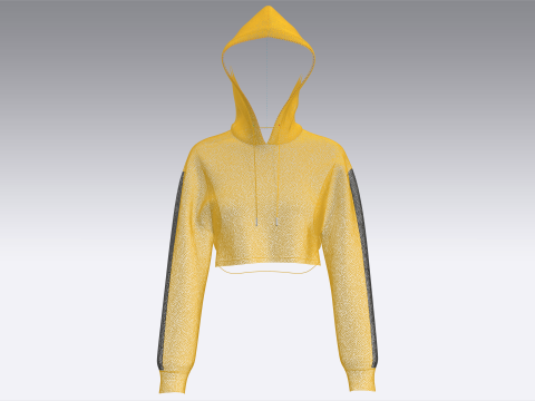 Moletom com capuz feminino com ombro ca&iacute;do Modelo 3D