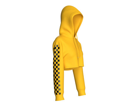 Moletom com capuz feminino com ombro ca&iacute;do Modelo 3D