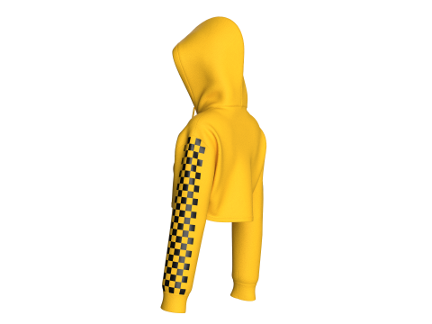 Moletom com capuz feminino com ombro ca&iacute;do Modelo 3D