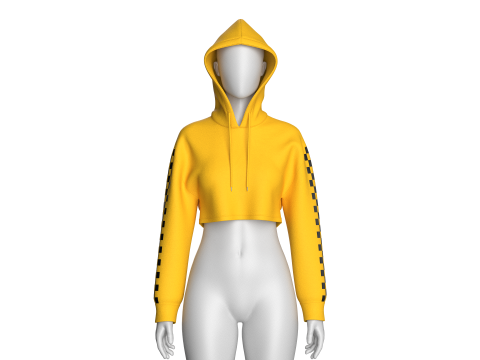 Moletom com capuz feminino com ombro ca&iacute;do Modelo 3D