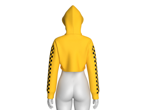 Moletom com capuz feminino com ombro ca&iacute;do Modelo 3D