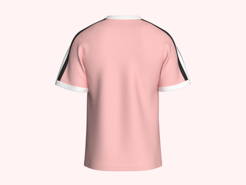 Camiseta masculina estampada listrada com patch Modelo 3D