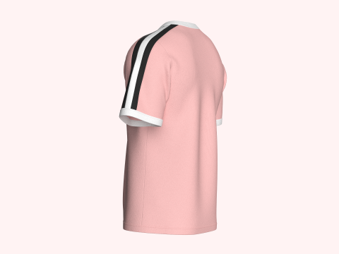 Camiseta masculina estampada listrada com patch Modelo 3D