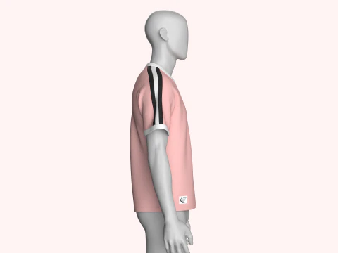 Men Printed Striped T-shirt With Patch 3D Model