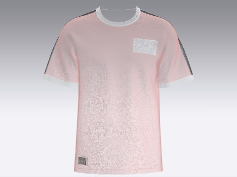 Camiseta masculina estampada listrada com patch Modelo 3D