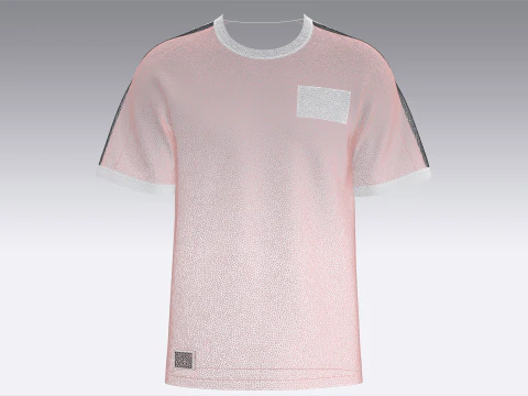 Men Printed Striped T-shirt With Patch 3D Model
