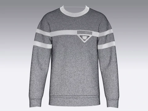 Men Sherpa Sweatshirt With Patch 3D Model