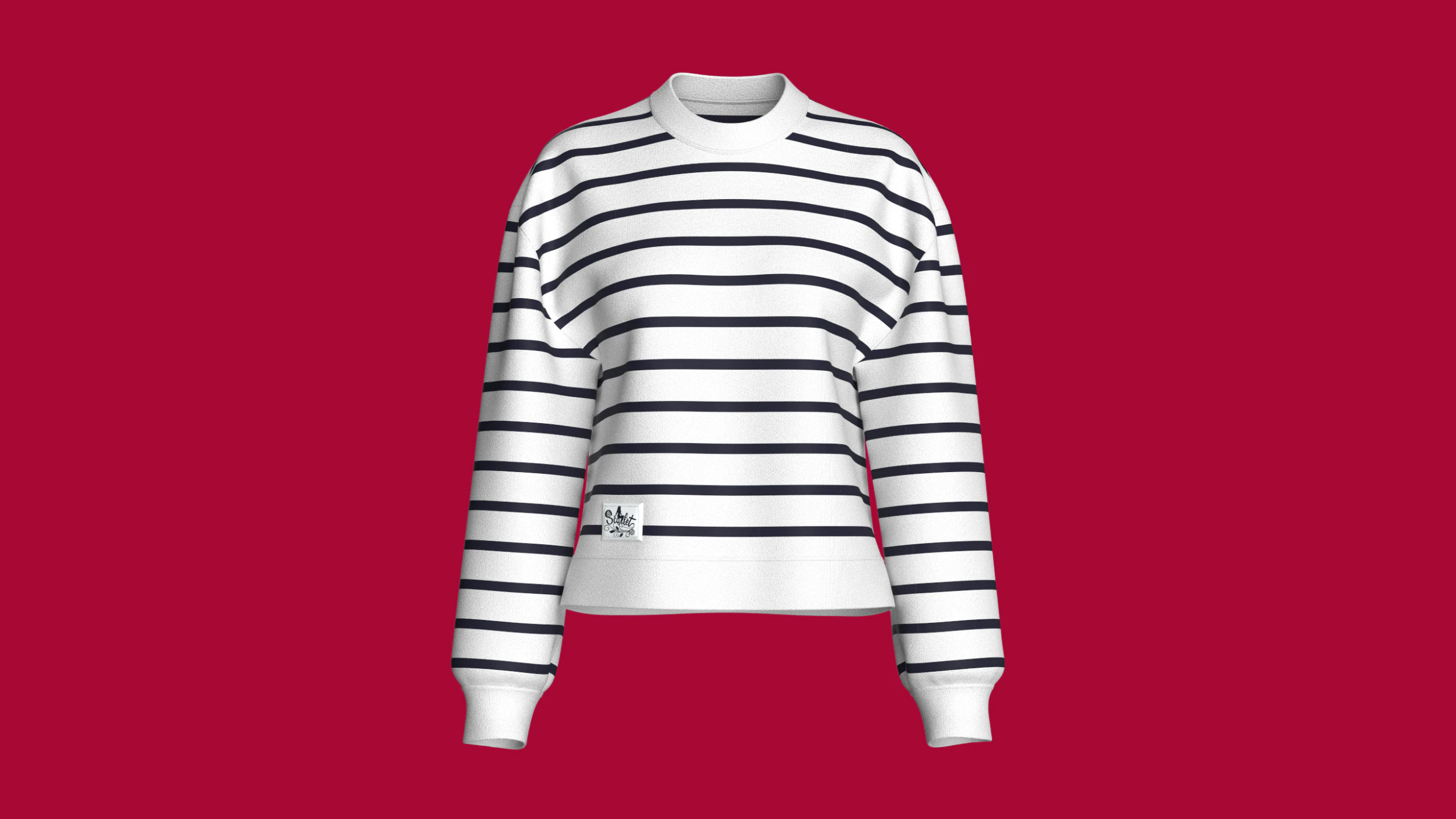 Moletom listrado de ombro para meninas com remendo Modelo 3D .c4d .max .obj .3ds .fbx .stl .blend 