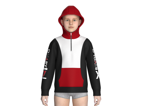 키즈 프린트 하프 지퍼 후드 재킷 3D 모델