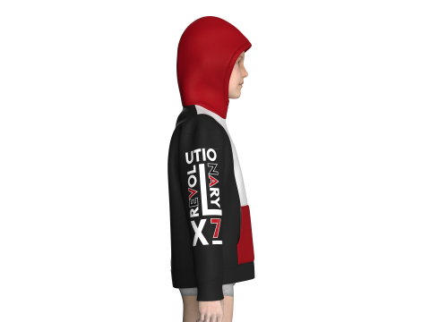 키즈 프린트 하프 지퍼 후드 재킷 3D 모델