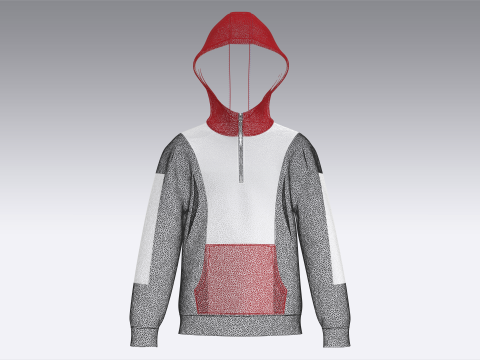 키즈 프린트 하프 지퍼 후드 재킷 3D 모델