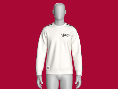 Moletom Masculino Raglan Estampado Com Patch - Streets Modelo 3D