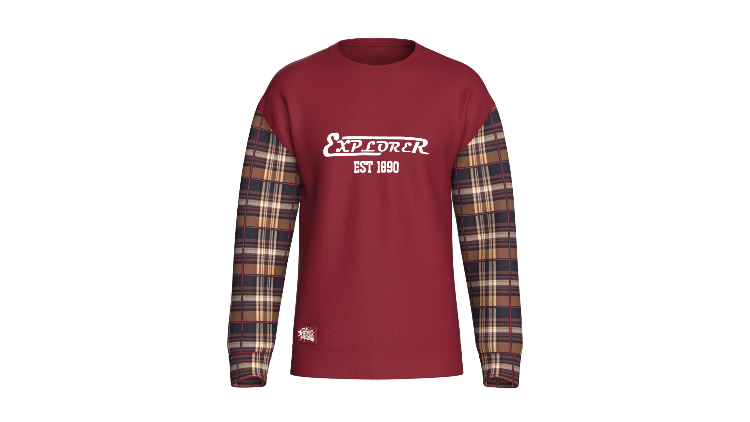 Men Printed Shoulder Drop Sweatshirt With Patch 3D Model .c4d .max .obj .3ds .fbx .stl .blend
