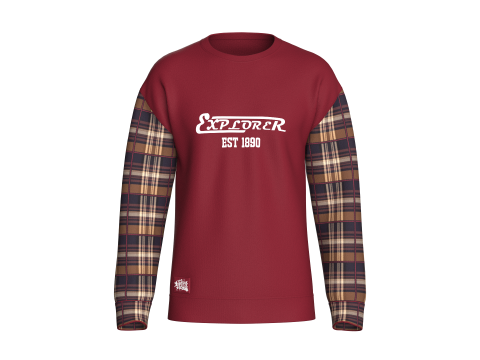 Herren-Sweatshirt mit bedrucktem Schulterausschnitt und Aufn&auml;her 3D Modell