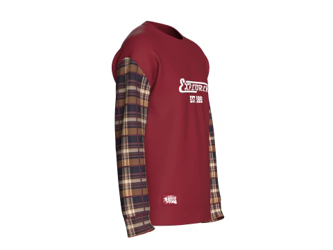 Men Printed Shoulder Drop Sweatshirt With Patch 3D Model