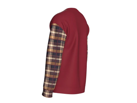 Men Printed Shoulder Drop Sweatshirt With Patch 3D Model