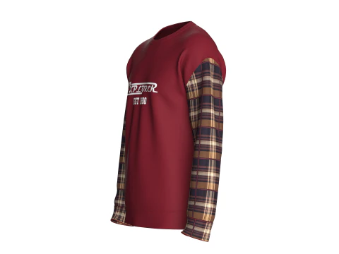 Men Printed Shoulder Drop Sweatshirt With Patch 3D Model