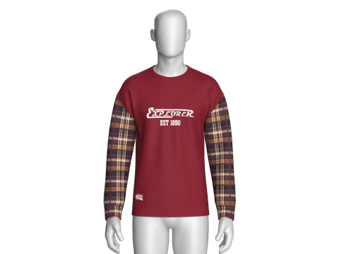 Men Printed Shoulder Drop Sweatshirt With Patch 3D Model