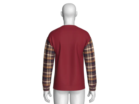Men Printed Shoulder Drop Sweatshirt With Patch 3D Model