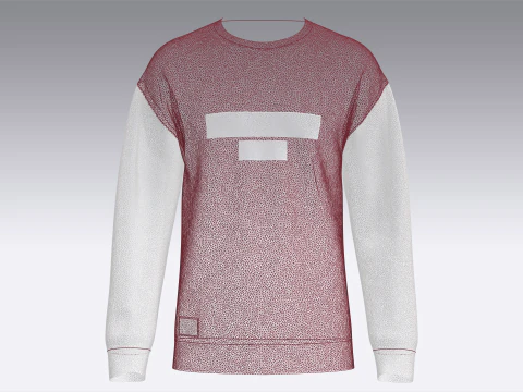 Men Printed Shoulder Drop Sweatshirt With Patch 3D Model