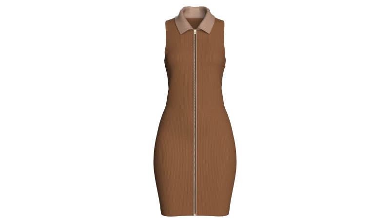 Vestido longo canelado para meninas com z&iacute;per Modelo 3D .c4d .max .obj .3ds .fbx .stl .blend 