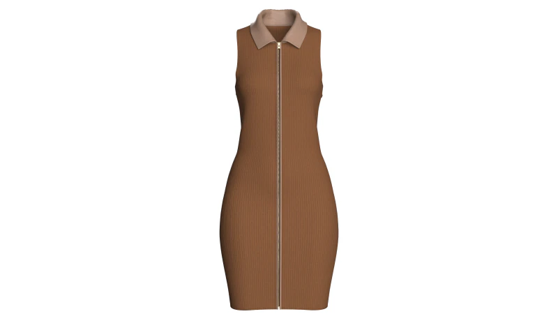 Длинное платье в рубчик для девочек на молнии 3D Модель .c4d .max .obj .3ds .fbx .stl .blend 