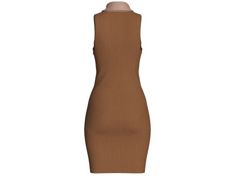 Длинное платье в рубчик для девочек на молнии 3D Модель