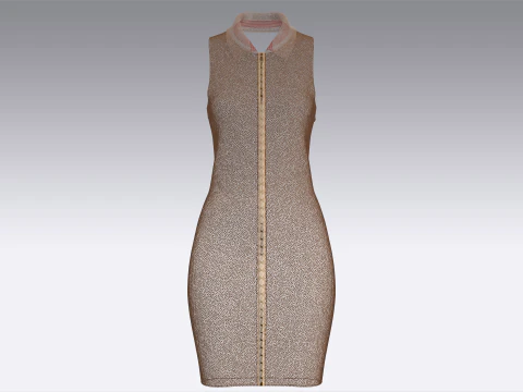 Длинное платье в рубчик для девочек на молнии 3D Модель